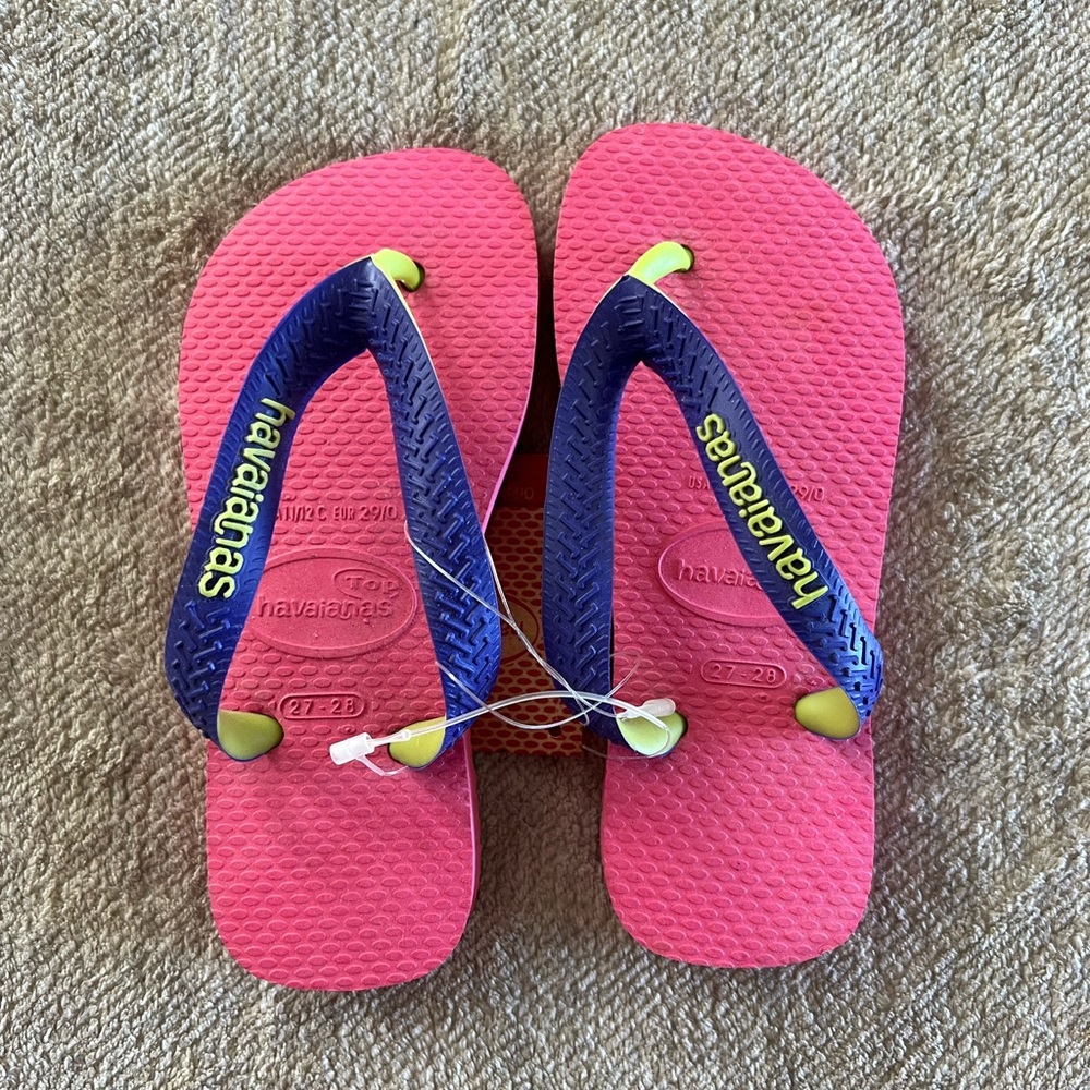 Havaianas Kids Flip Flop Girls Pink with oriole straps New Size 11-12 (EUR 29/0)